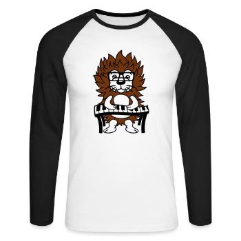 Süß Nerd Igel spielt Keyboard Klavier Brille Tier - Unisex Baseballshirt langarm - Weiß/Schwarz - Vorne - Nik (191cm)