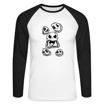 Monster, halloween, skellington,illustration - Unisex Baseballshirt langarm - Weiß/Schwarz - Vorne - Nik (191cm)