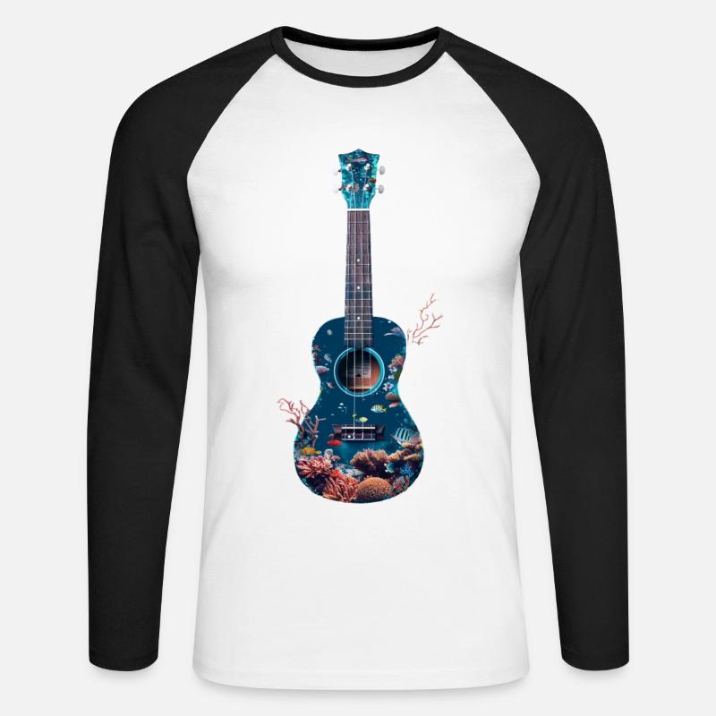 Fisch Ukulele - Unisex Baseballshirt langarm - Weiß/Schwarz