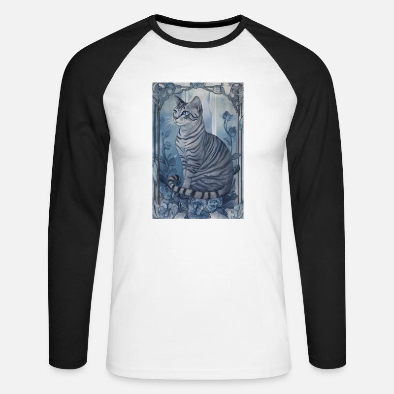 jayfeather häherfeder schöne getigerte Katze grau - Unisex Baseballshirt langarm - Weiß/Schwarz
