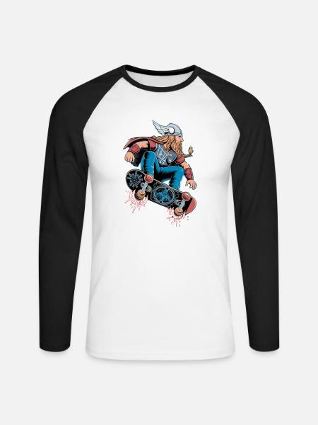 Nordic Skater Wikinger - Unisex Baseballshirt langarm - Weiß/Schwarz