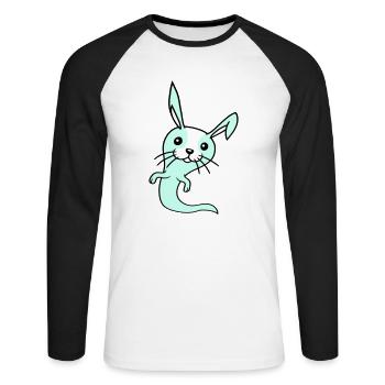 Bunny Ghost Ghost Haunting Halloween Creepy Cute - Unisex Long Sleeve Baseball T-Shirt - white/black - Front - Nik (191cm)