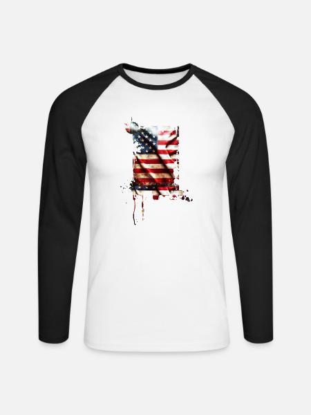 bad usa - Unisex Baseballshirt langarm - Weiß/Schwarz