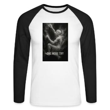 One more try. - Unisex Long Sleeve Baseball T-Shirt - white/black - Front - Nik (191cm)