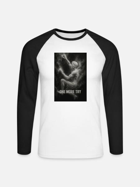 One more try. - Unisex Baseballshirt langarm - Weiß/Schwarz