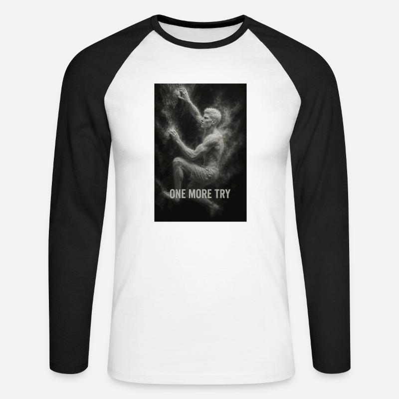 One more try. - Unisex Long Sleeve Baseball T-Shirt - white/black