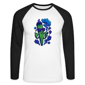 Joint Venture - Unisex Baseballshirt langarm - Weiß/Schwarz - Vorne - Nik (191cm)