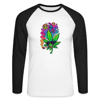 GreenGlow - Unisex Baseballshirt langarm - Weiß/Schwarz - Vorne - Nik (191cm)
