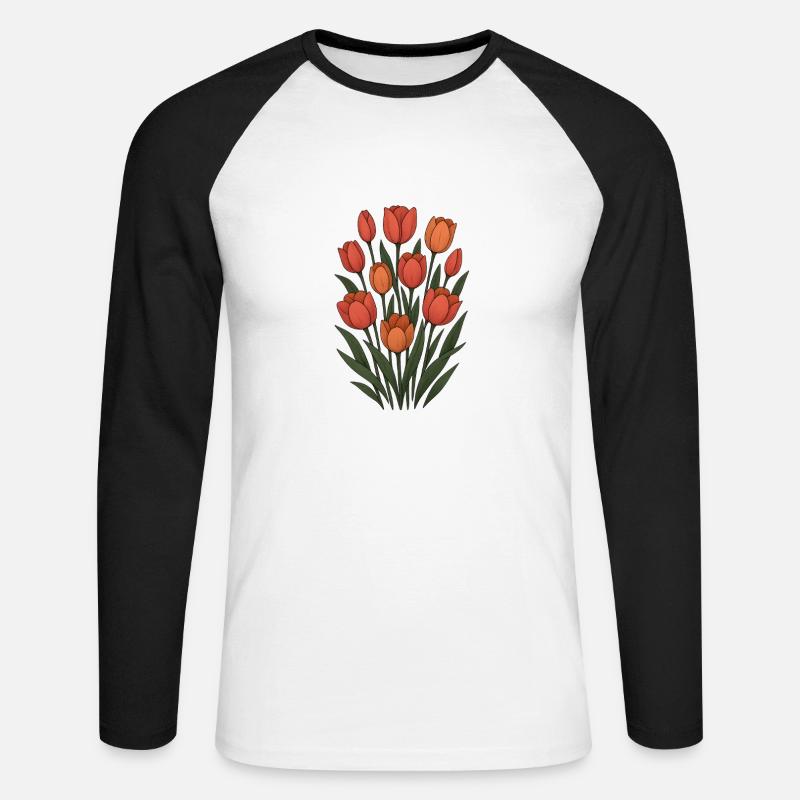 Tulips - Unisex Long Sleeve Baseball T-Shirt - white/black