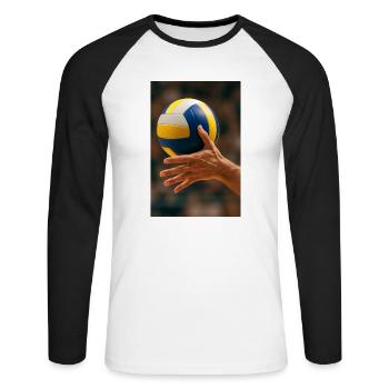 Volley-ball - En pleine répression - T-shirt baseball manches longues Homme - blanc/noir - Devant - Nik (191cm)