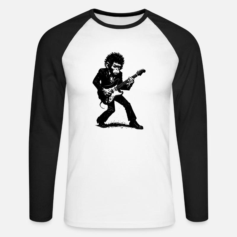 E-Guitar | The Monkey Dance - Unisex Baseballshirt langarm - Weiß/Schwarz