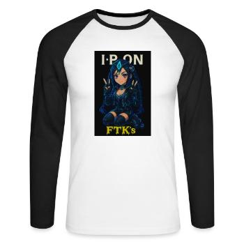FTK`s V1 - Unisex Baseballshirt langarm - Weiß/Schwarz - Vorne - Nik (191cm)