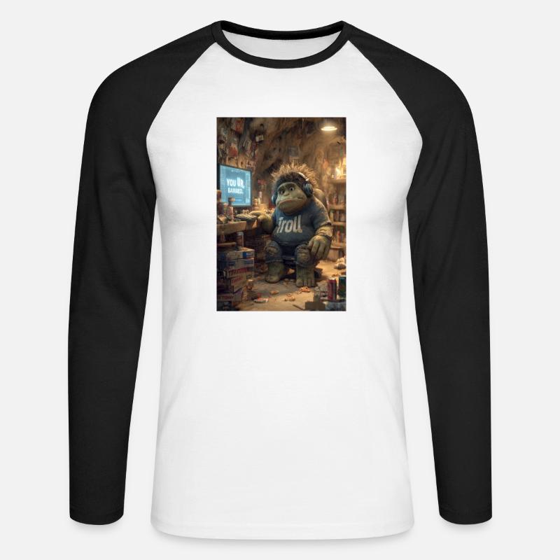 Internet-Troll wird gesperrt - Unisex Baseballshirt langarm - Weiß/Schwarz