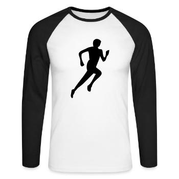 Runner - Unisex Baseballshirt langarm - Weiß/Schwarz - Vorne - Nik (191cm)