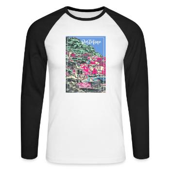 Portofino,italien,hafen,meer,landschaft,italy - Unisex Baseballshirt langarm - Weiß/Schwarz - Vorne - Nik (191cm)