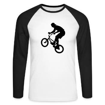 Cool BMX Rider - Unisex Long Sleeve Baseball T-Shirt - white/black - Front - Nik (191cm)