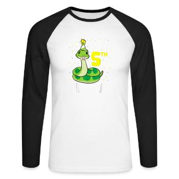 Serpents 5ème anniversaire 5 ans anniversaire - T-shirt baseball manches longues Homme - blanc/noir - Devant - Nik (191cm)
