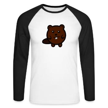 Mr. Biber - Unisex Baseballshirt langarm - Weiß/Schwarz - Vorne - Nik (191cm)