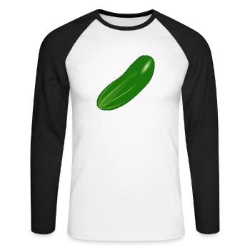 Gurke - Unisex Baseballshirt langarm - Weiß/Schwarz - Vorne - Nik (191cm)