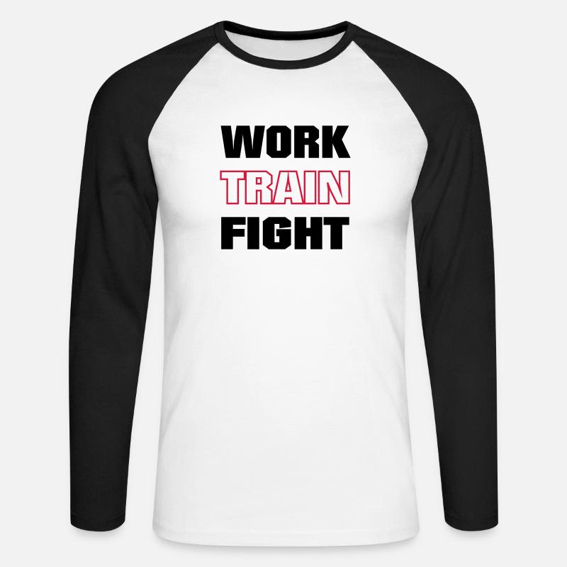 work train fight farbig - Unisex Baseballshirt langarm - Weiß/Schwarz