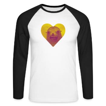 J'adore les phoques - T-shirt baseball manches longues Homme - blanc/noir - Devant - Nik (191cm)