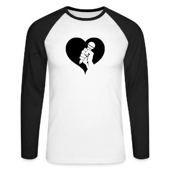 Coeur de microphone - T-shirt baseball manches longues Homme - blanc/noir - Devant - Nik (191cm)