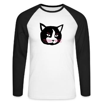 Cat - Unisex Baseballshirt langarm - Weiß/Schwarz - Vorne - Nik (191cm)