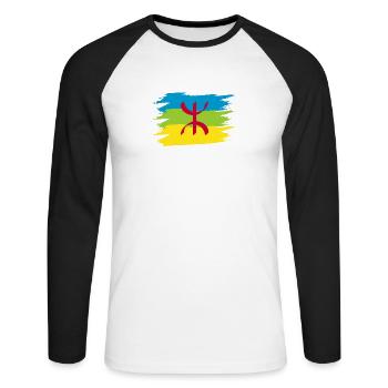 Amazigh - Unisex Long Sleeve Baseball T-Shirt - white/black - Front - Nik (191cm)