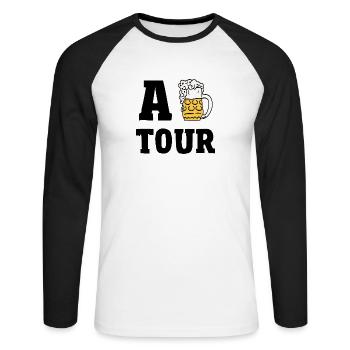 Abiertour - A Bier Tour witziges Abitur Abishirt - Unisex Baseballshirt langarm - Weiß/Schwarz - Vorne - Nik (191cm)