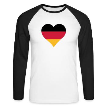 Deutschlandflagge Herform - Unisex Baseballshirt langarm - Weiß/Schwarz - Vorne - Nik (191cm)