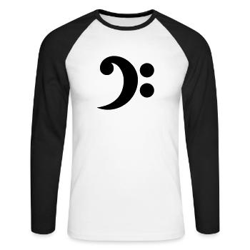 Bass Symbol - Unisex Baseballshirt langarm - Weiß/Schwarz - Vorne - Nik (191cm)