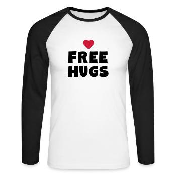 Free Hugs - Unisex Baseballshirt langarm - Weiß/Schwarz - Vorne - Nik (191cm)