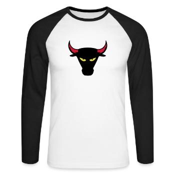Stierkampf - Unisex Baseballshirt langarm - Weiß/Schwarz - Vorne - Nik (191cm)