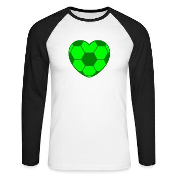 Football heart green green soccer heart - Unisex Long Sleeve Baseball T-Shirt - white/black - Front - Nik (191cm)