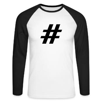 Hashtag - Unisex Baseballshirt langarm - Weiß/Schwarz - Vorne - Nik (191cm)