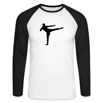 Kickboxer - T-shirt baseball manches longues Homme - blanc/noir - Devant - Nik (191cm)