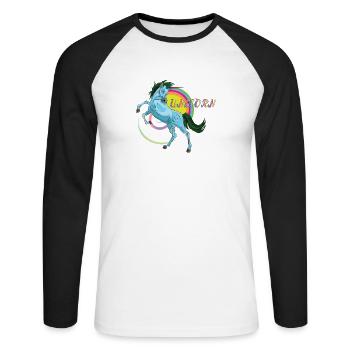 Blue unicorn, the legendary mythical animal - Unisex Long Sleeve Baseball T-Shirt - white/black - Front - Nik (191cm)