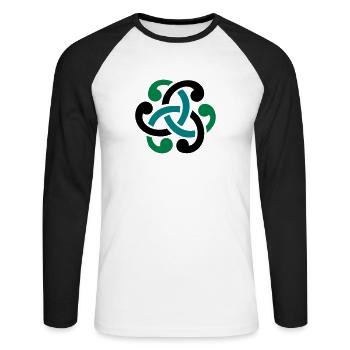 Vecteur de noeud celtique - T-shirt baseball manches longues Homme - blanc/noir - Devant - Nik (191cm)