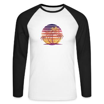 palmiers - T-shirt baseball manches longues Homme - blanc/noir - Devant - Nik (191cm)