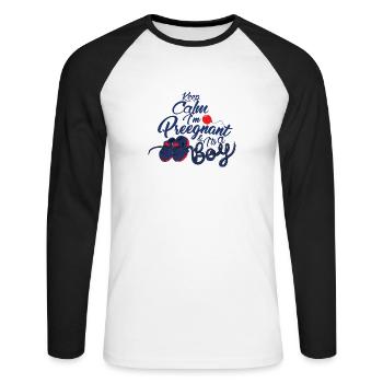 idée de cadeau naissance bébé enfant né naissance - T-shirt baseball manches longues Homme - blanc/noir - Devant - Nik (191cm)