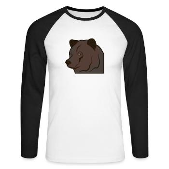 Bear head brown bear - Unisex Long Sleeve Baseball T-Shirt - white/black - Front - Nik (191cm)