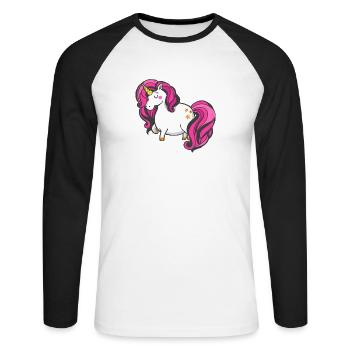 Unicorn Licorne Fille de Fille Paillettes - T-shirt baseball manches longues Homme - blanc/noir - Devant - Nik (191cm)
