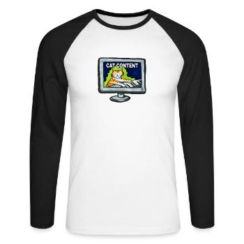 Drôle de chats Contenu Internet Memes Cadeau - T-shirt baseball manches longues Homme - blanc/noir - Devant - Nik (191cm)