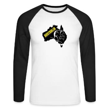 AUSTRALIE (kangourou) - T-shirt baseball manches longues Homme - blanc/noir - Devant - Nik (191cm)