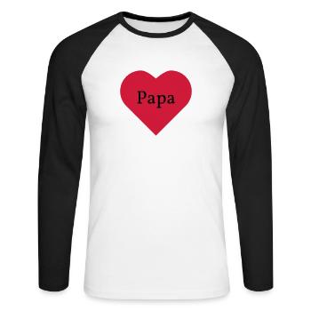 J'aime papa - T-shirt baseball manches longues Homme - blanc/noir - Devant - Nik (191cm)