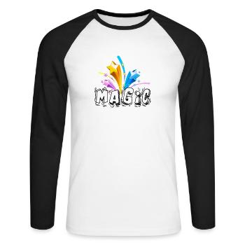 Magic - Unisex Baseballshirt langarm - Weiß/Schwarz - Vorne - Nik (191cm)