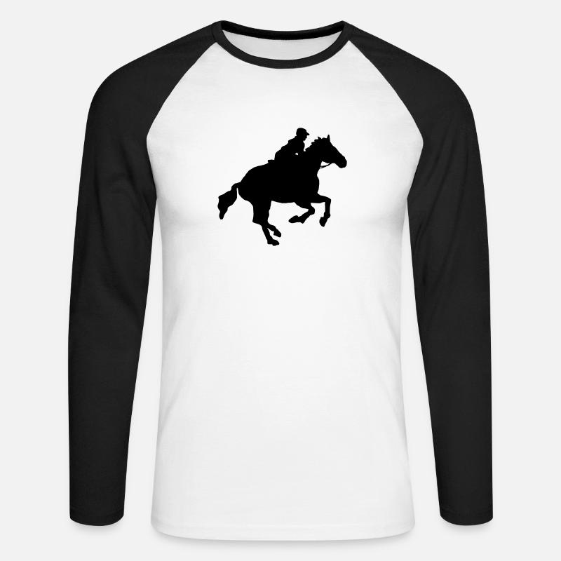 galopper - Unisex Baseballshirt langarm - Weiß/Schwarz