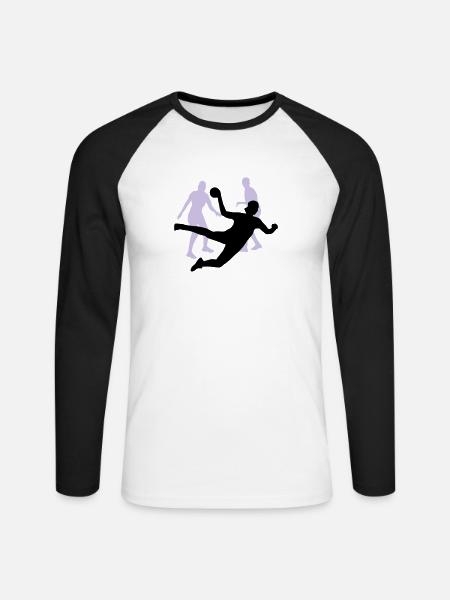 Handball - Handballerin - Unisex Baseballshirt langarm - Weiß/Schwarz