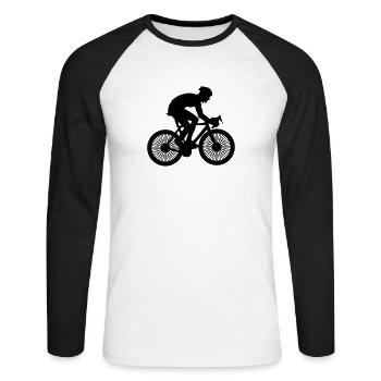 Fahrradfahrer Rennrad Triathlon Radsport Rennen - Unisex Baseballshirt langarm - Weiß/Schwarz - Vorne - Nik (191cm)