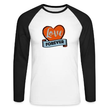 Love forever blue and red - Saint Valentin - T-shirt baseball manches longues Homme - blanc/noir - Devant - Nik (191cm)